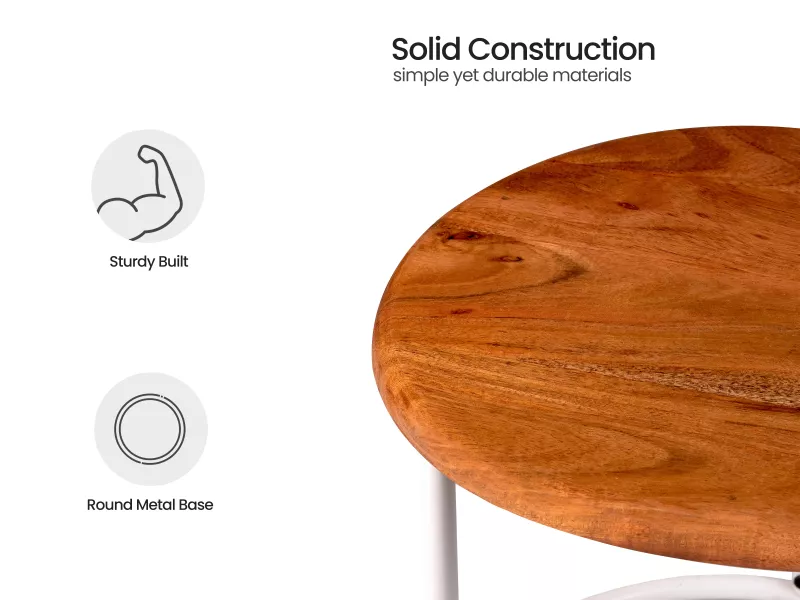 Clara Side Table with Metal Frame and Wooden Top